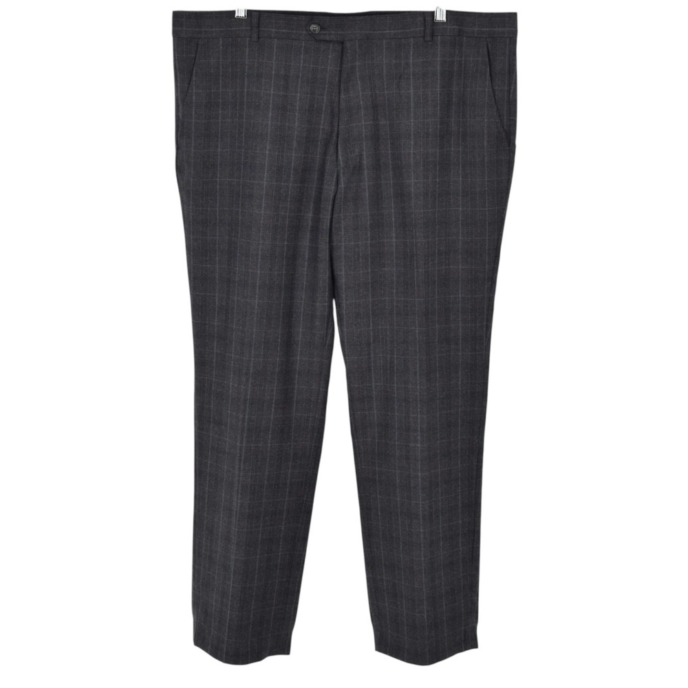 Stafford Tailored Culture Men's Gray Slim Fit Glen Plaid Windowpane Pants 42x31